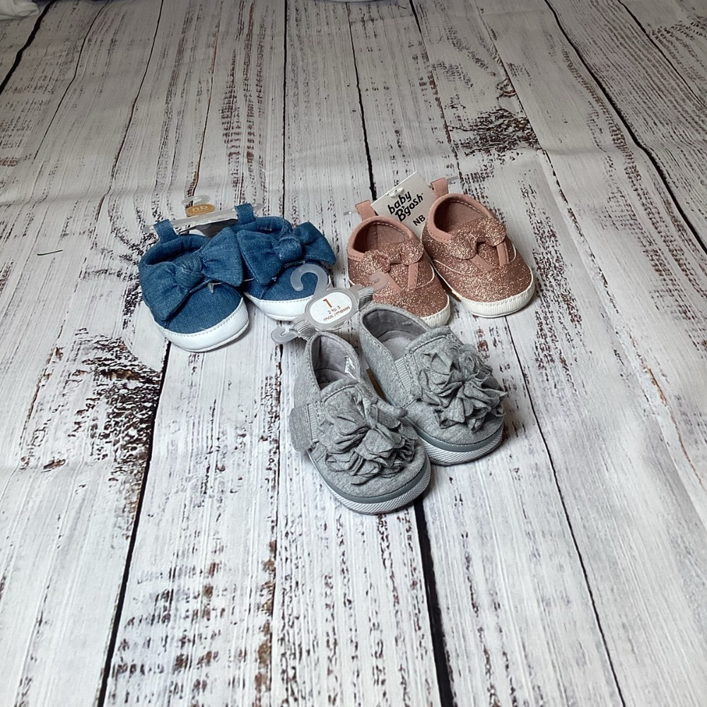 3pk Baby Girl Crib Shoes NWT 2-3 mos.